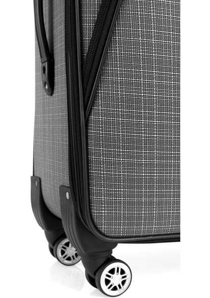 Büyük Boy 4 Teker Kumaş Valiz Gri 1081