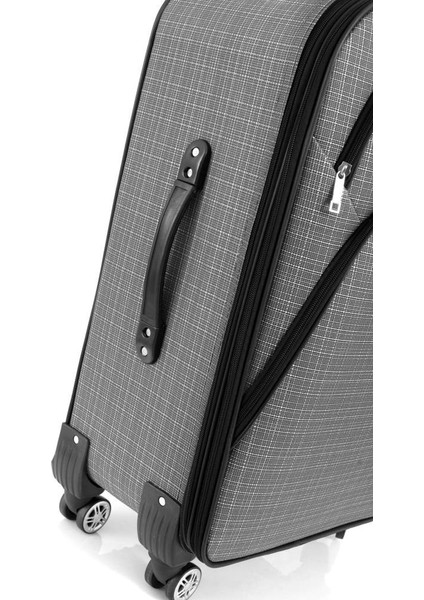 Büyük Boy 4 Teker Kumaş Valiz Gri 1081