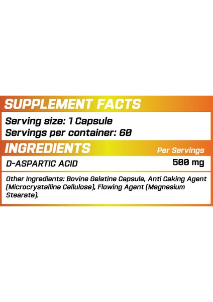 Daa (D-Aspartic Acid) 500mg 60 Servings