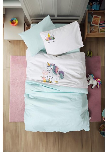 12 Punch Nakışlı Bebek Nevresim Takımı Doli Mint