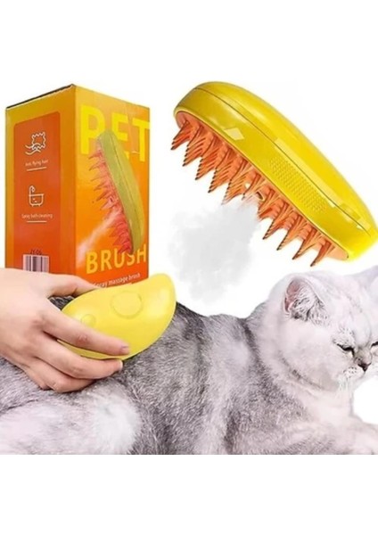 Meyre Buharlı Kedi &Köpek Yıkama Fırçası Tarağı Yumuşak Silikon Yeşil ve Sarı Renk