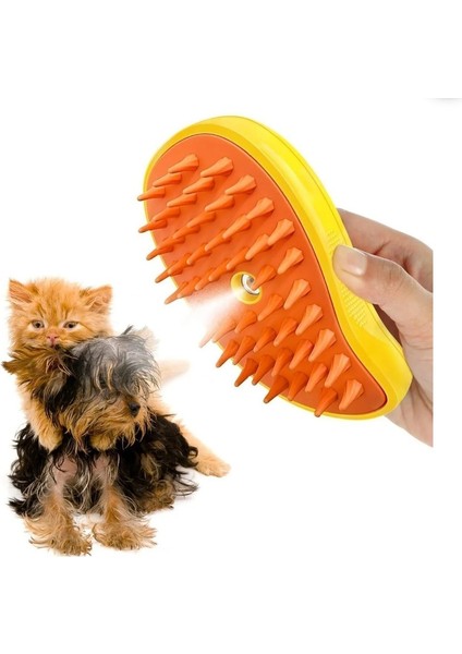 Meyre Buharlı Kedi &Köpek Yıkama Fırçası Tarağı Yumuşak Silikon Yeşil ve Sarı Renk
