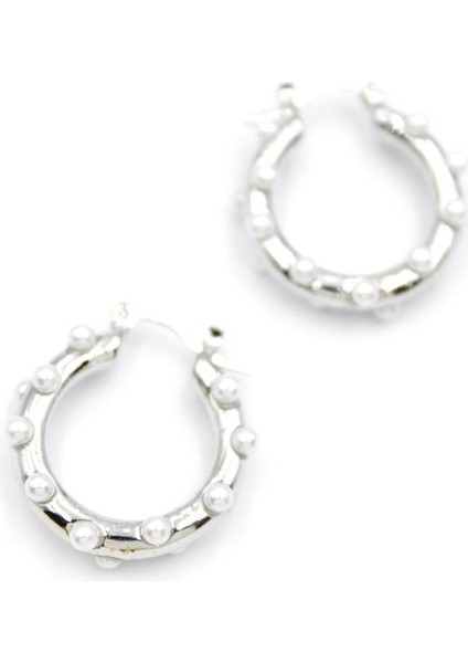 Incili Halka Küpe - Gümüş