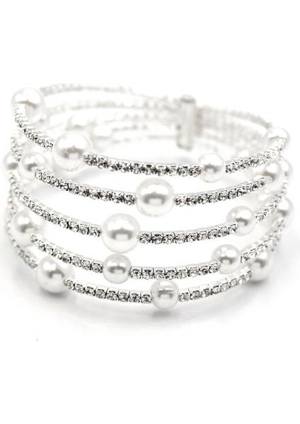 Beş Sıra Incili Su Yolu Bileklik - Gümüş fiyatları