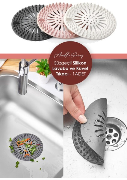 Tekno Trust Pratik Süzgeçli Silikon Lavabo ve Küvet Tıkacı Yuvarlak Lavabo Tıkacı - 1 Adet