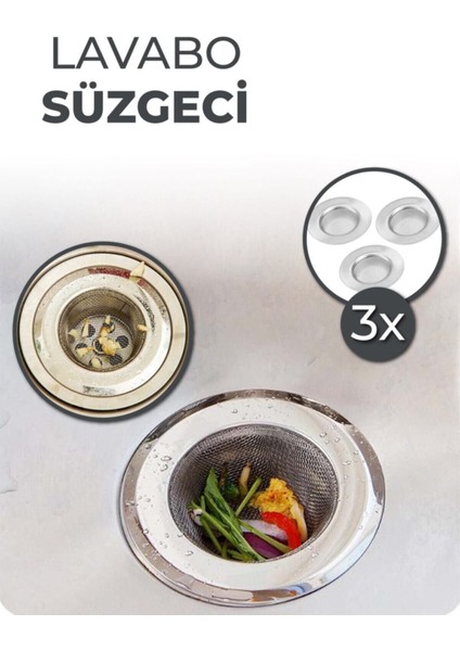 Tekno Trust Çelik Lavabo Süzgeci 3 Adet