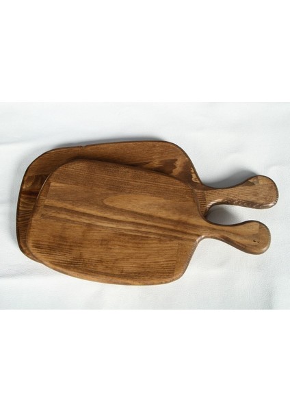 Ahşap Sunum ve Kesme Tahtası Çift Seti 36x36 cm Ceviz Renkli