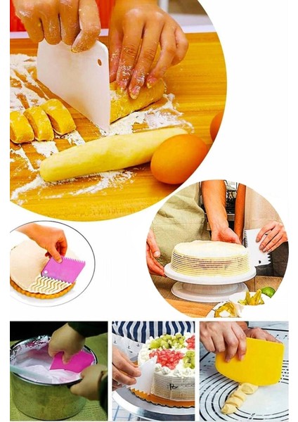 3'lü Hamur Pasta Kazıyıcı Dekoratör Set Araç Gereç ( J-5 )