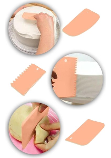 3'lü Hamur Pasta Kazıyıcı Dekoratör Set Araç Gereç ( J-5 ) modelleri