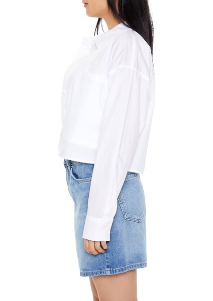 F21 Pamuklu Uzun Kollu Crop Gömlek