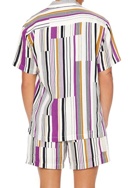 F21 Dokulu Çizgili Gömlek