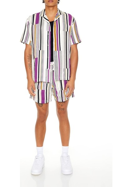 F21 Dokulu Çizgili Gömlek