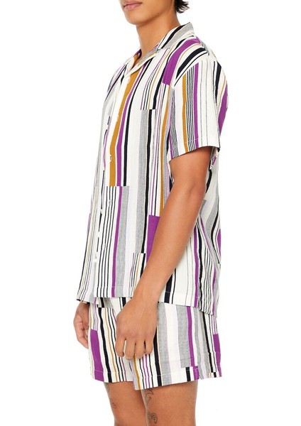 F21 Dokulu Çizgili Gömlek