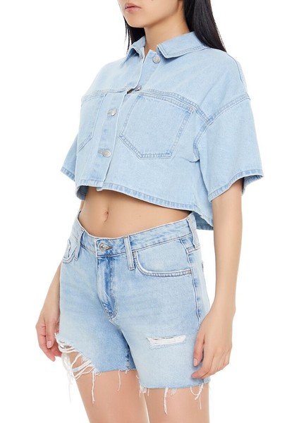 Denim Crop Gömlek