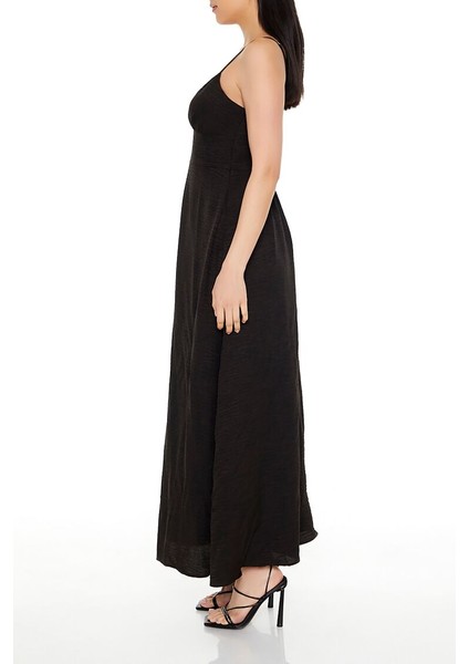 F21 Saten Maxi Slip Elbise