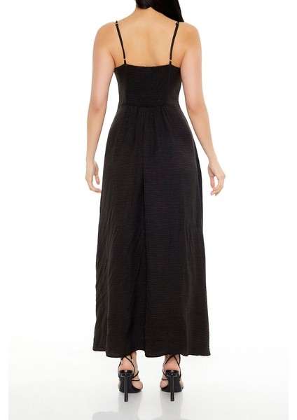 F21 Saten Maxi Slip Elbise