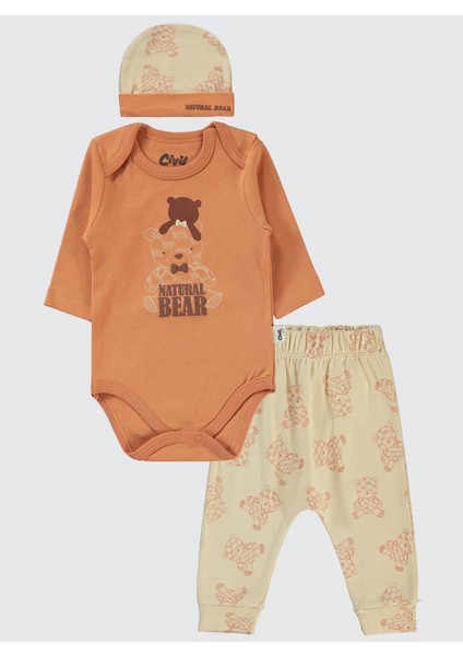 Erkek Bebek 3'lü Takım 6-18 Ay Tarçın