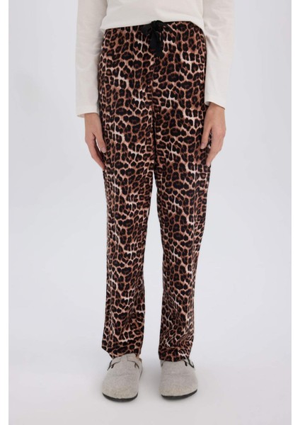 Fall in Love Pijama Takımı Leopar Desenli Uzun Kollu Üst Esnek Belli Uzun Alt E2894AX24AU