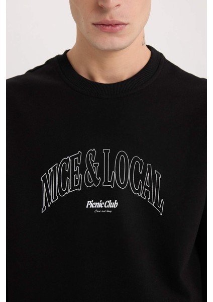Regular Fit Bisiklet Yaka Baskılı Sweatshirt E3205AX24WN indirimleri