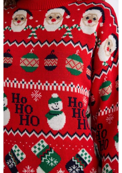 Yılbaşı Temalı Bisiklet Yaka Triko Kazak D1111AX24CW indirimleri