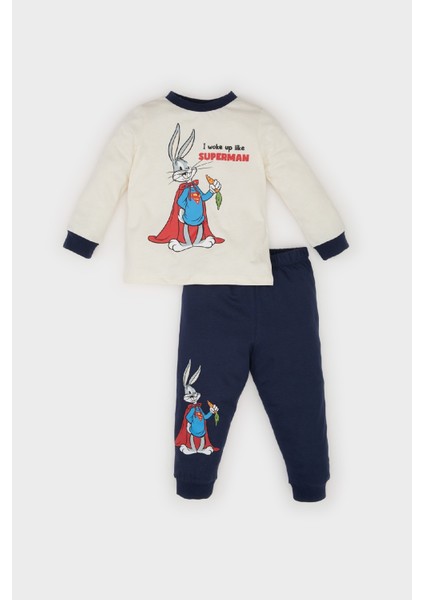 Erkek Bebek Looney Tunes Pijama Takımı Penye Bisiklet Yaka Uzun Kollu Üst Beli Lastikli Uzun Alt D5354A524WN