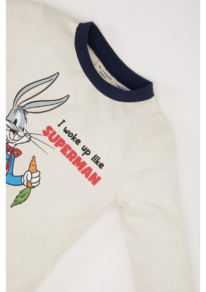 Erkek Bebek Looney Tunes Pijama Takımı Penye Bisiklet Yaka Uzun Kollu Üst Beli Lastikli Uzun Alt D5354A524WN