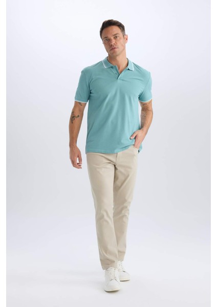 %100 Pamuk Regular Fit Basic Düz Kısa Kollu Polo Tişört E2310AX24AU