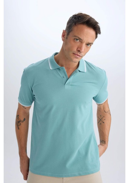 %100 Pamuk Regular Fit Basic Düz Kısa Kollu Polo Tişört E2310AX24AU