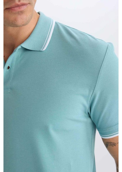 %100 Pamuk Regular Fit Basic Düz Kısa Kollu Polo Tişört E2310AX24AU