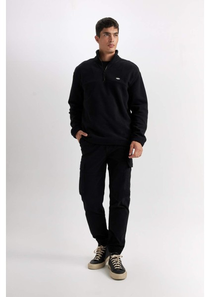 Relax Fit Dik Yaka Fermuarlı Polar Sweatshirt D2348AX24AU