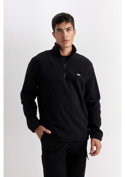Relax Fit Dik Yaka Fermuarlı Polar Sweatshirt D2348AX24AU