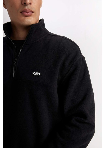 Relax Fit Dik Yaka Fermuarlı Polar Sweatshirt D2348AX24AU