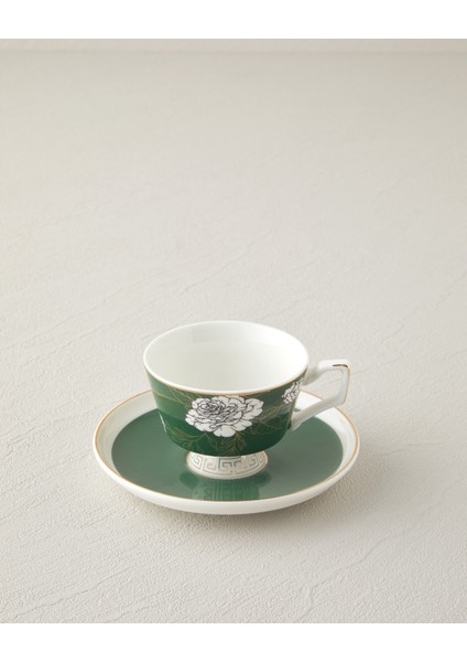 English Home Evelina New Bone China 4 Parça 2 Kişilik Kahve Fincan Takımı 90 ml Koyu Yeşil