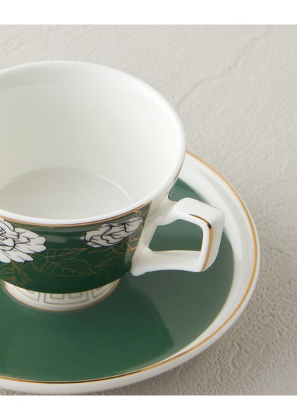 English Home Evelina New Bone China 4 Parça 2 Kişilik Kahve Fincan Takımı 90 ml Koyu Yeşil