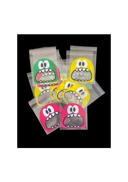 Marifetlerim - Karışık Renk Canavar Baskılı Kendinden Bantlı Jelatin Poşet 10X15 25 Adet