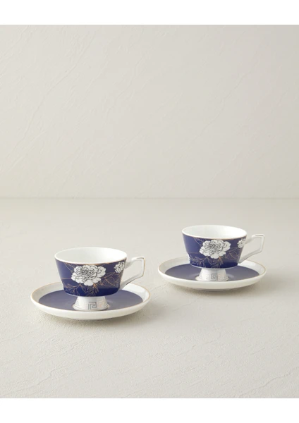 English Home Evelina New Bone China 4 Parça 2 Kişilik Kahve Fincan Takımı 90 ml Lacivert