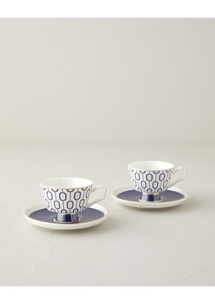 Octavia New Bone China 4 Parça 2 Kişilik Kahve Fincan Takımı 90 ml Lacivert