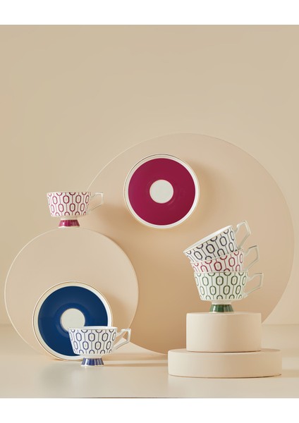 Octavia New Bone China 4 Parça 2 Kişilik Kahve Fincan Takımı 90 ml Lacivert