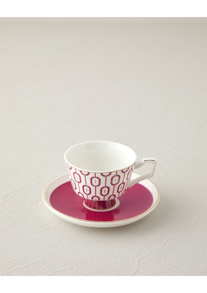 Octavia New Bone China 4 Parça 2 Kişilik Kahve Fincan Takımı 90 ml Fuşya