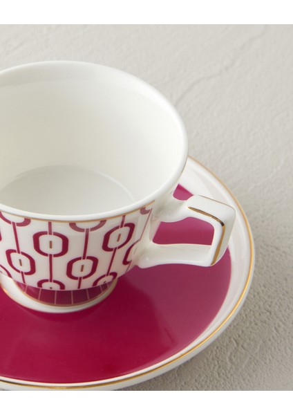 Octavia New Bone China 4 Parça 2 Kişilik Kahve Fincan Takımı 90 ml Fuşya
