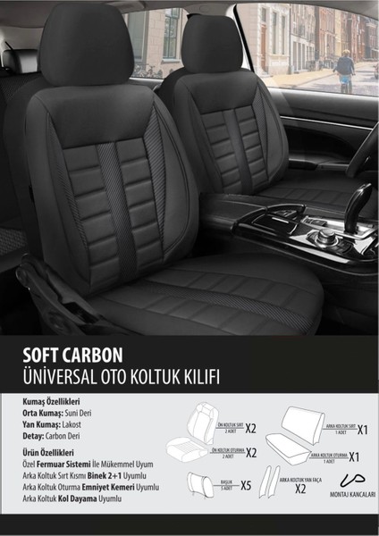 Volvo V60 Koltuk Kılıfı Soft Carbon