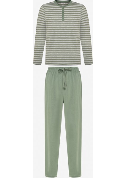 Green Stripe Yeşil Pantolon Pijama Takımı