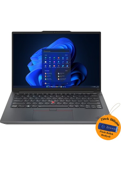 E14 Gen6 Intel Ultra 5-125U 64 GB Ram 2 Tb SSD Windows 11 Home 14" FHD Taşınabilir Bilgisayar 21M7002PTX ZI735 + Zitek 16 GB Flash Bellek