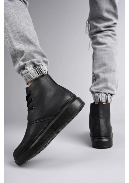 SLW207 Oslo Bağcıklı Cilt Erkek Günlük Spor Bot St Siyah modelleri
