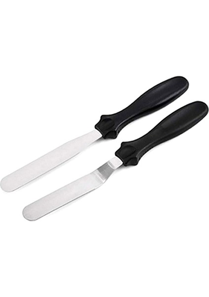 Tekno Trust Paslanmaz Metal 2li Pasta Sıvama Bıçağı - Spatula Seti Kek Kazıyıcı Krema Yayma, Pasta Dekorasyonu