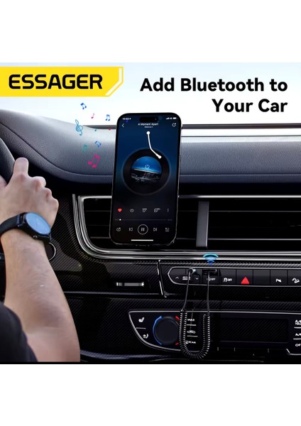 EB01 Bluetooth Aux Mikrofonlu Hi-Fi Ses 3.5mm 5.0 Verici CE/FC/ROHS Lisanslı Yeni Nesil Son Teknoloji Bluetooth Aux Araç Kiti Navigasyon Destekli