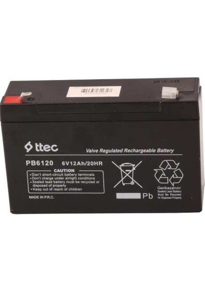 Ttec 6V 12AH Bakımsız Kuru Akü Uyumlu