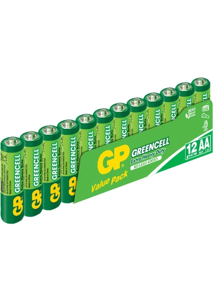 Greencel R6 AA Boy Çinko Kalem Pil 12'li Paket GP15G-VS12