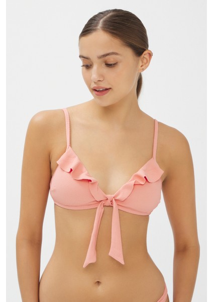 Tatlı Badem Rosy Triangel Fırfırlı Bikini Üstü fiyatları