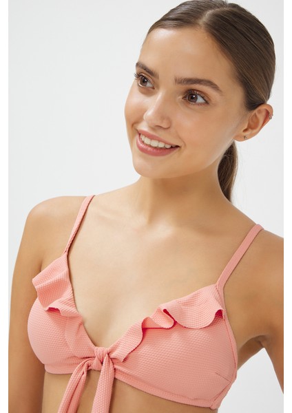 Tatlı Badem Rosy Triangel Fırfırlı Bikini Üstü modelleri